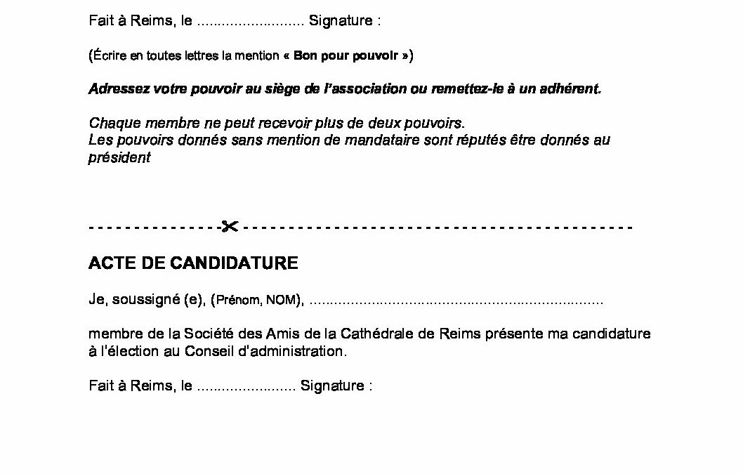 Pouvoir et acte de candidature